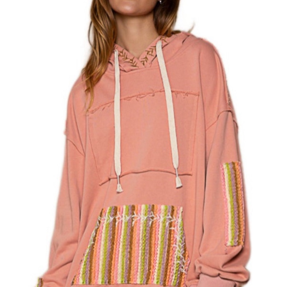 New Oversized Peach Embroidered Hoodie by POL, size L
